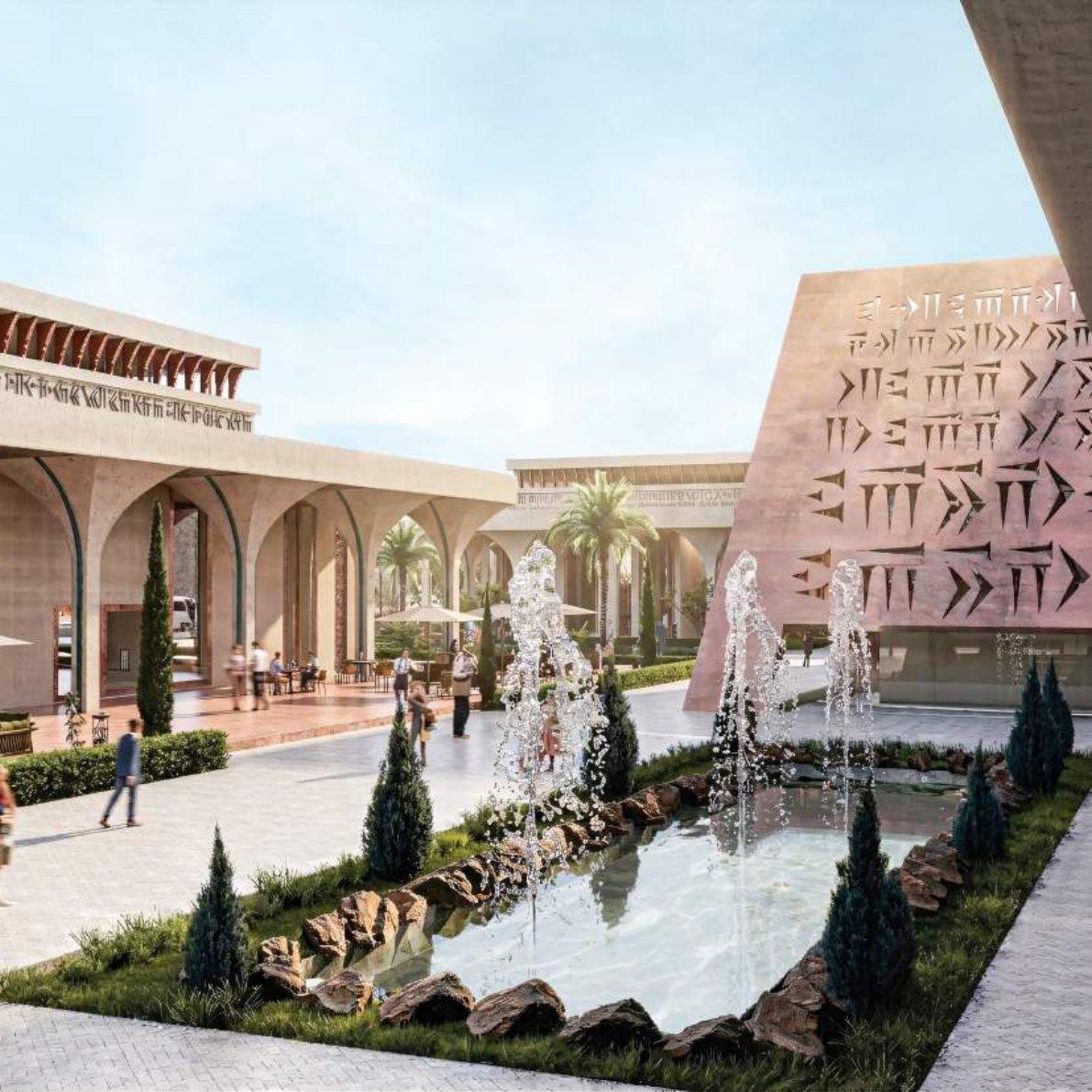 Courtyard fountain and arcades